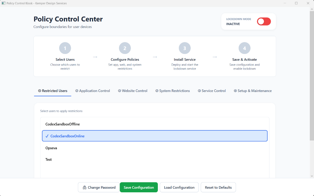 KDS Kiosk Policy Center